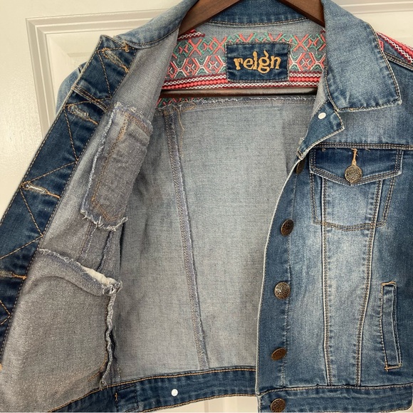 Reign Embroidered Denim Jean Jacket - Picture 9 of 12